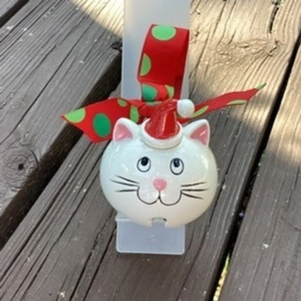 Christmas‎ Cat Ornament Personalized Santa's Favorite Cat Bell Red Green Ribbon